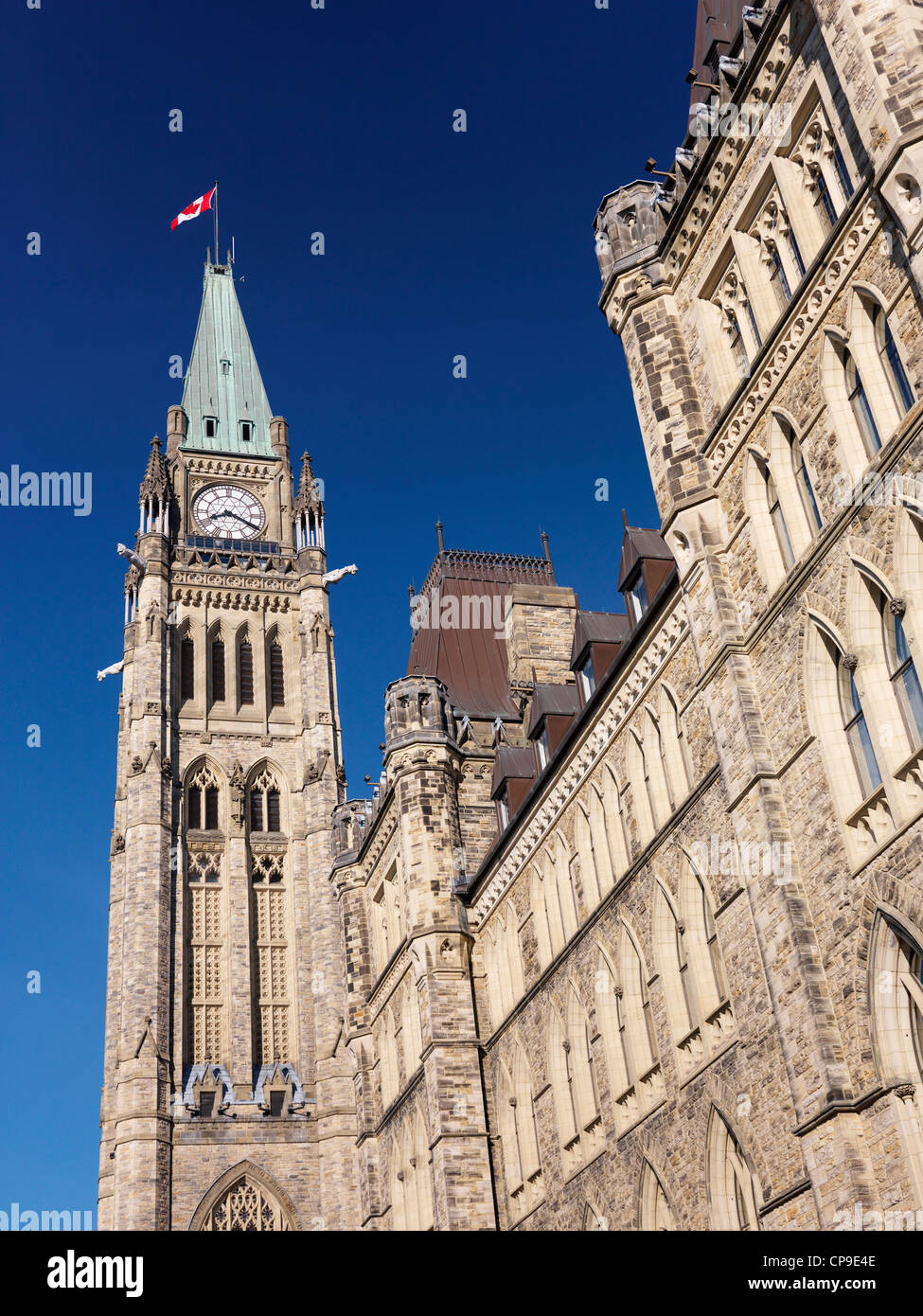 Das Parlamentsgebäude Frieden Towe in Ottawa, Ontario, Kanada. Stockfoto