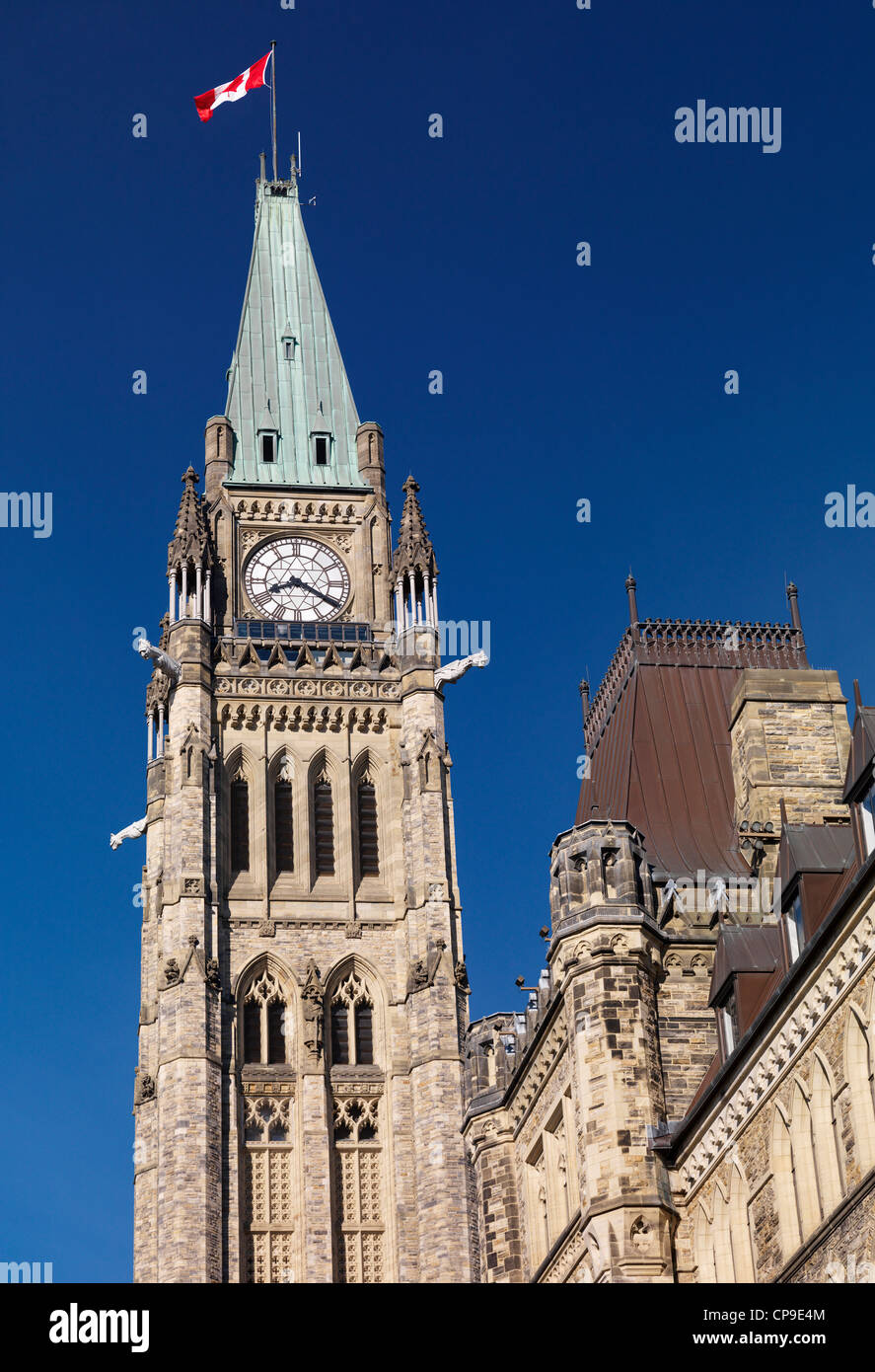 Der Peace Tower des Parlamentsgebäudes. Ottawa, Ontario, Kanada. Stockfoto