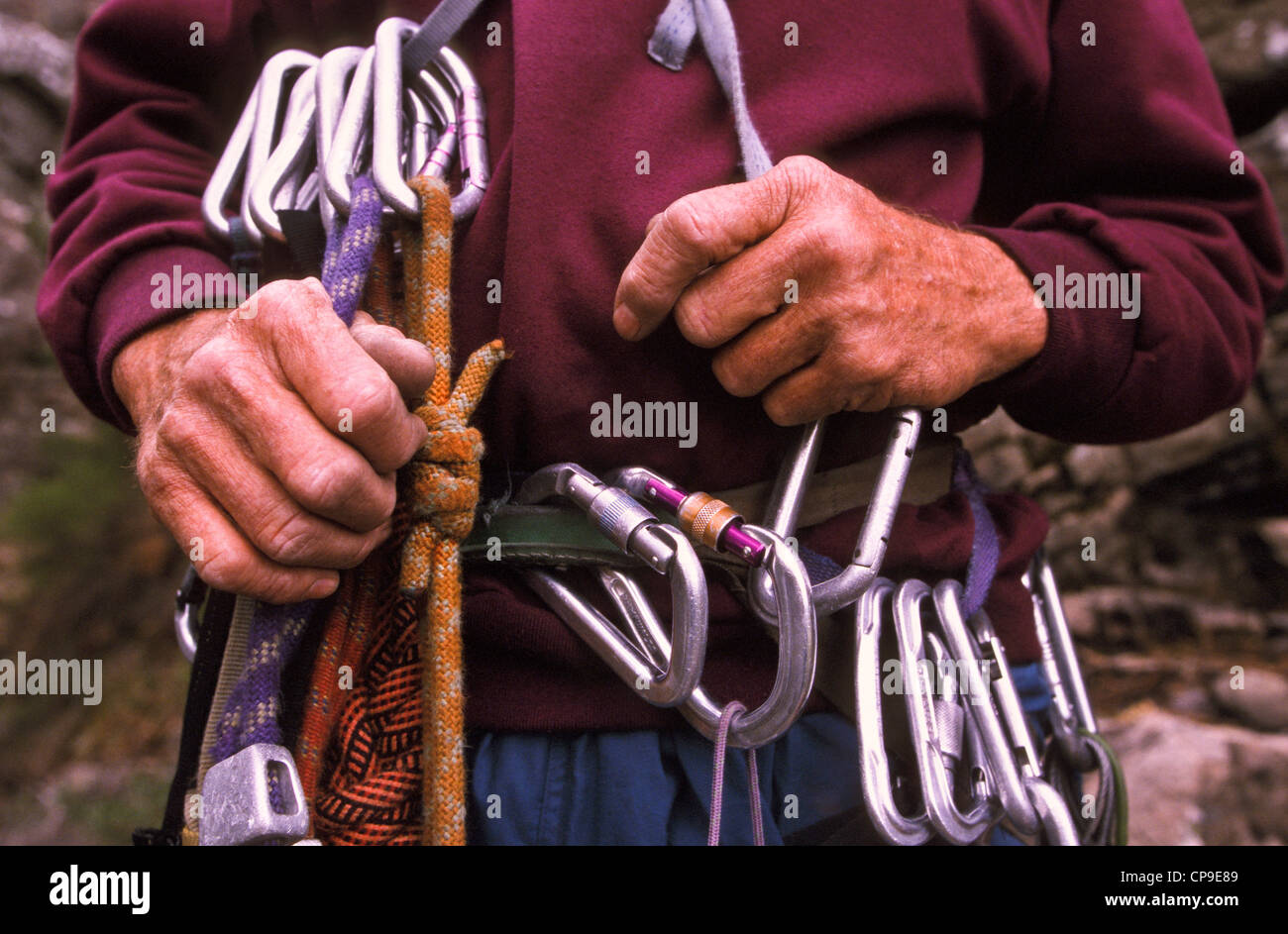 Rock-Kletterausrüstung Stockfoto