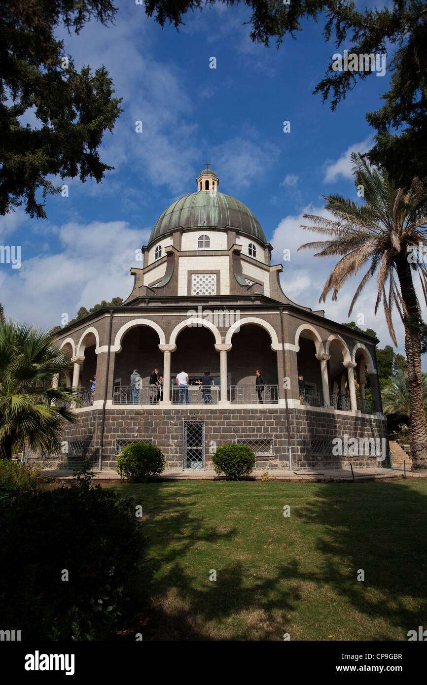 Römisch-katholische Kapelle auf den Mount Seligpreisungen in der Nähe von See Genezareth und See Genezareth. Israel Stockfoto