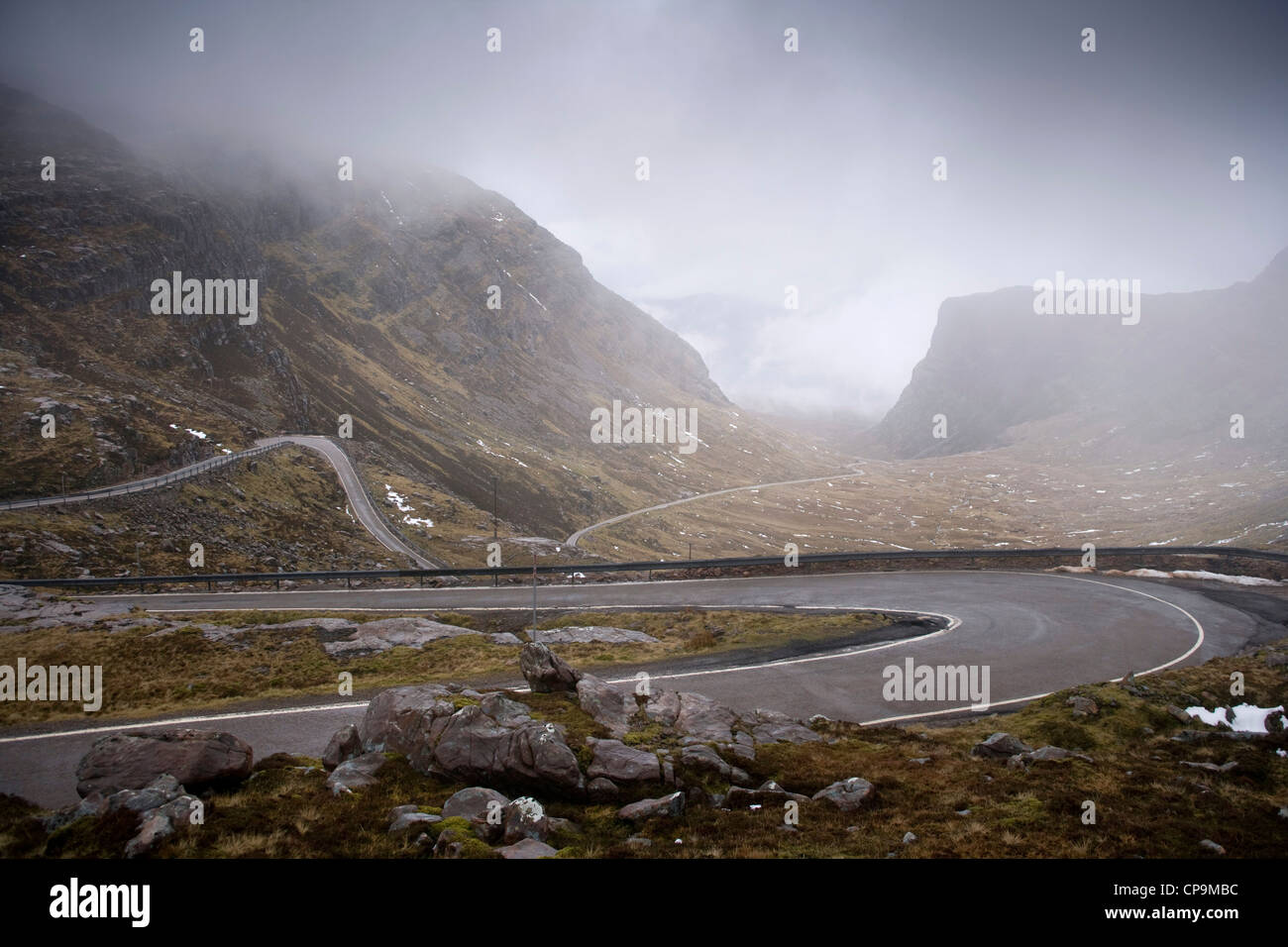 Bealach Na Ba, den Pass der Rinder, eine der höchsten Straßen in Großbritannien. Stockfoto