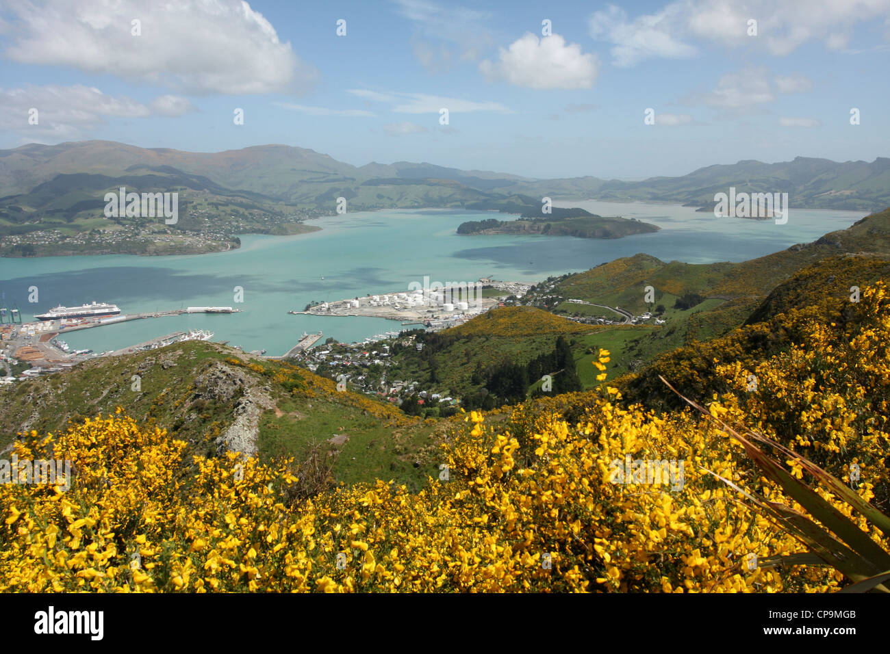 Lyttelton, Neuseeland. Hafen von Mount Pleasant gesehen Stockfoto