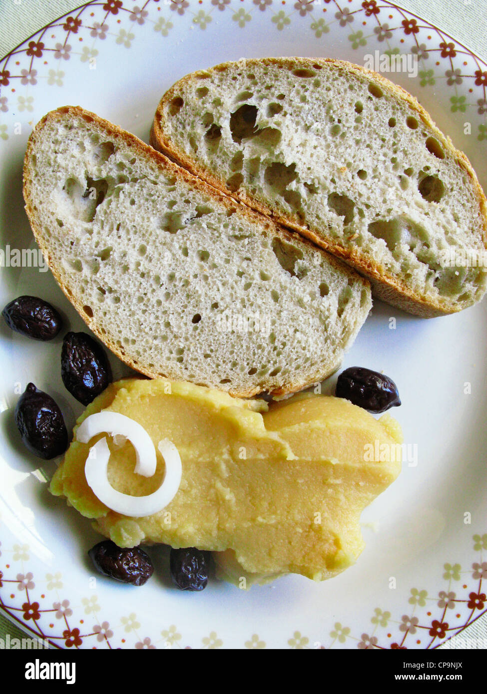 Fava. Gelb gespalten Erbsenpüree, Griechenland Stockfoto