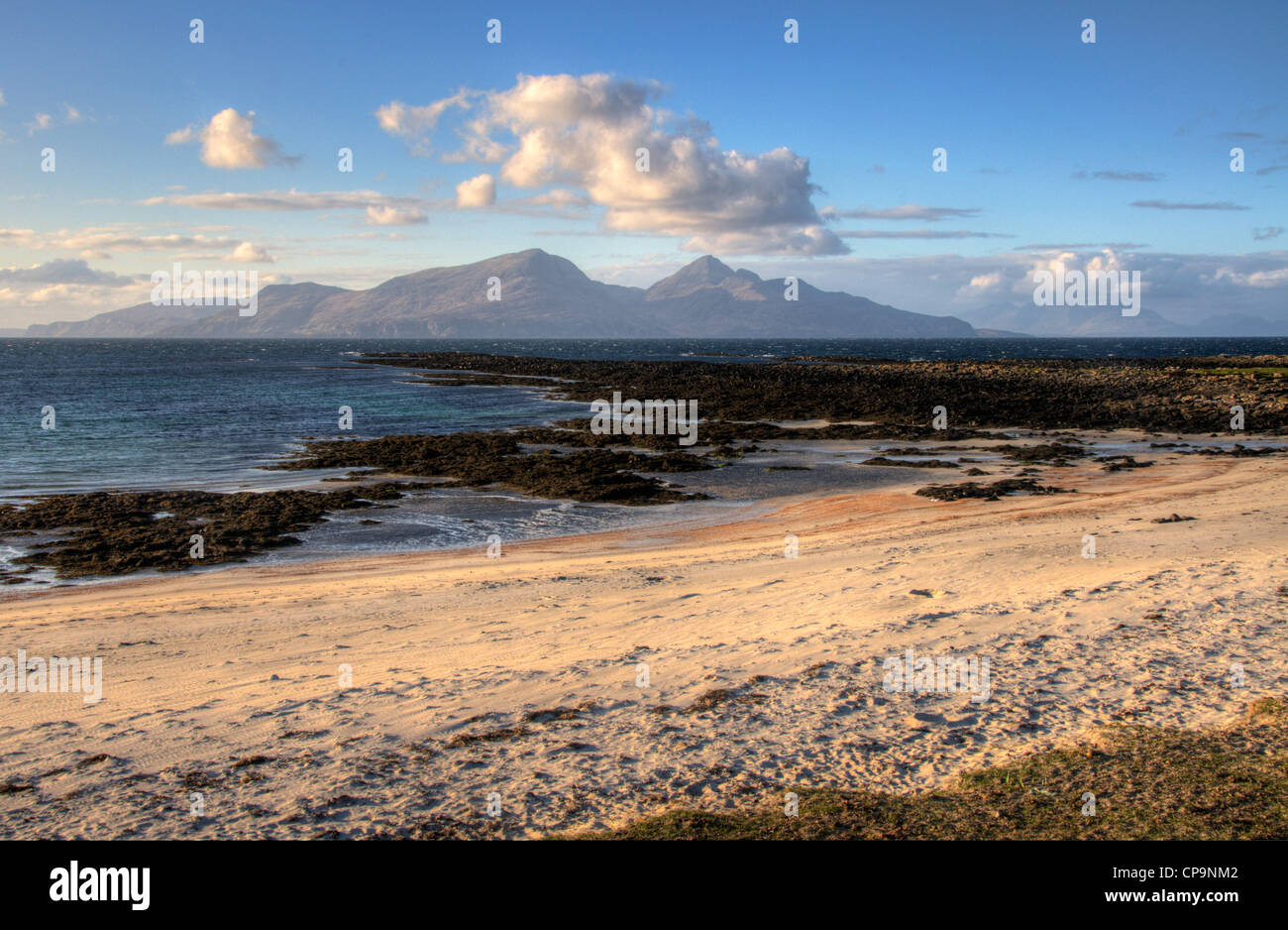 Landschaft der Galanach Bucht Insel Muck kleine Inseln vor der Westküste von Schottland Stockfoto