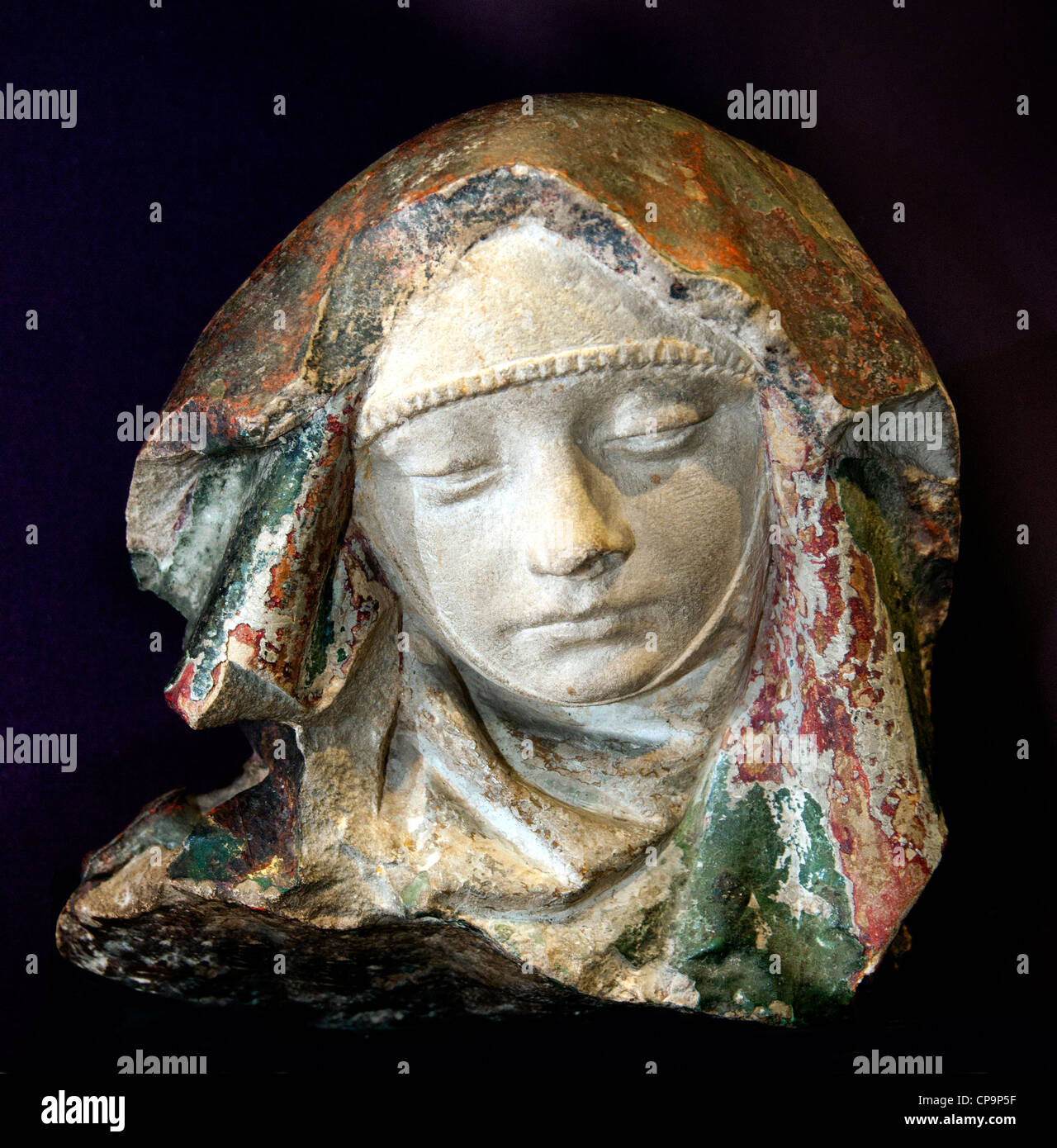 Kopf der Jungfrau von Mitleid Auvergne15 Jahrhundert Frankreich Französisch Stockfoto