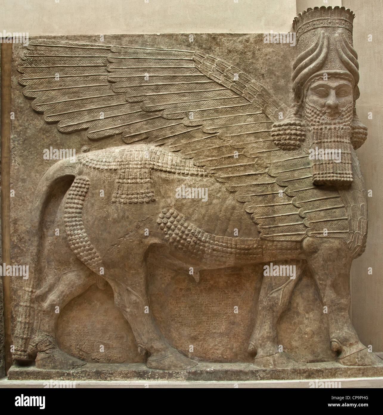 Geflügelten menschlichen Leitung Bull Neo-assyrischen Palast von Sargon II 721-705 v. Chr. gate Khorsabad alten Dur Sharrukin Assyrien Irak Stockfoto