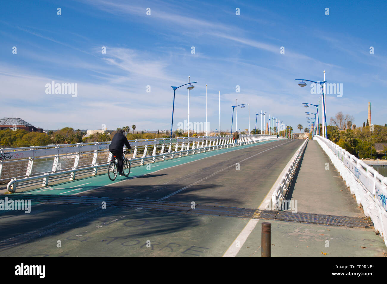 Pasarela De La Cartuja Brücke (1992) Sevilla Andalusien Spanien Stockfoto
