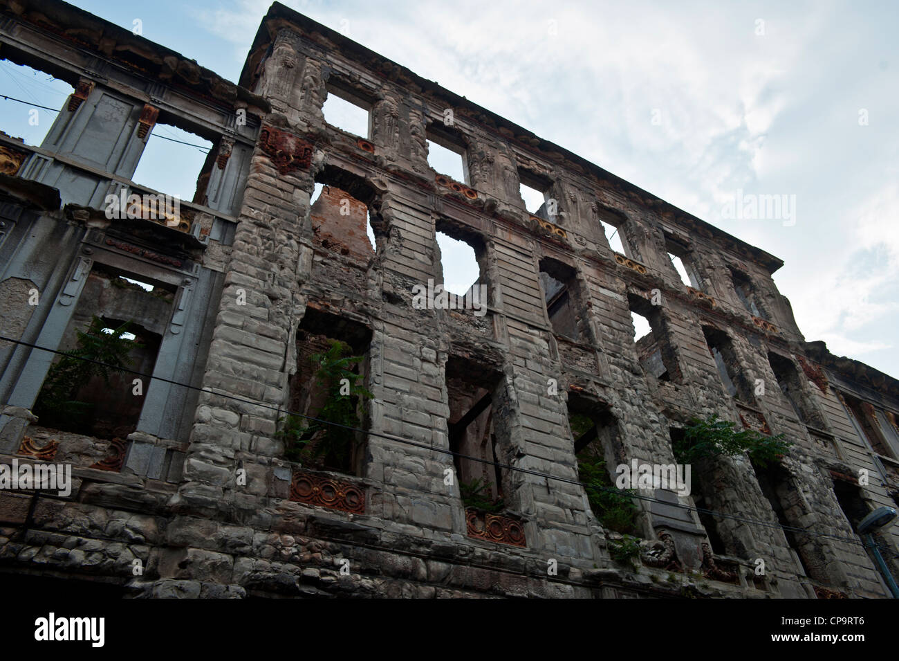 Mostar, Krieg beschädigen Gebäude. Bosnien und Herzegowina. Balkan. Europa. Stockfoto