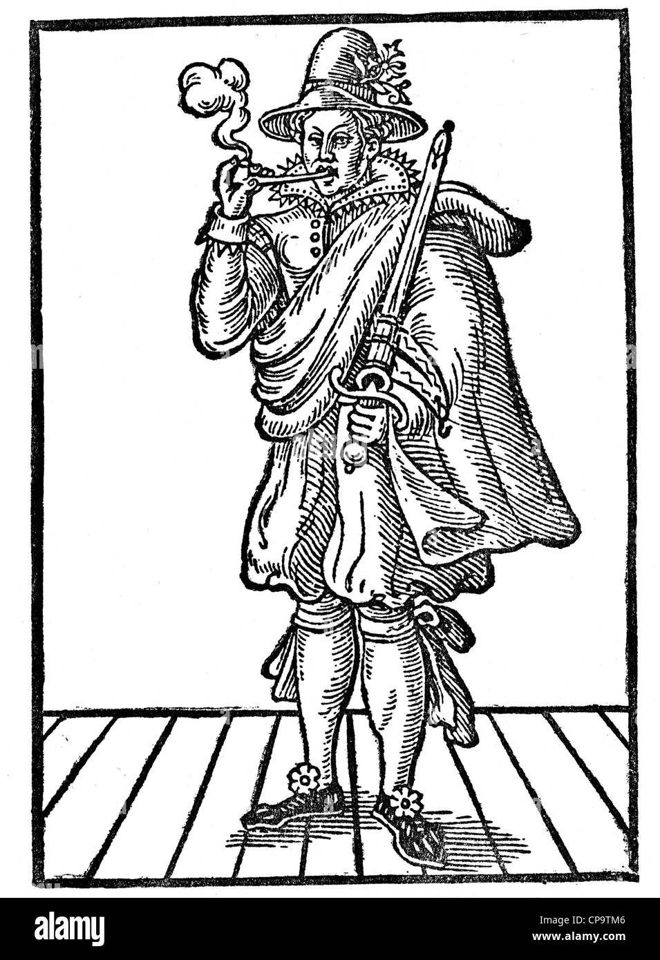 PFEIFENRAUCHEN im elisabethanischen England Stockfoto