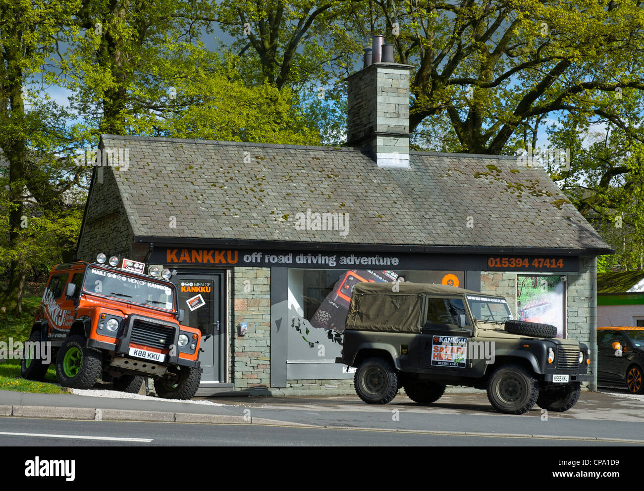 Büro des Kankku, eine Firma, die Off-Road-Fahrausbildung in den Lake District, Windermere, Cumbria UK bietet Stockfoto