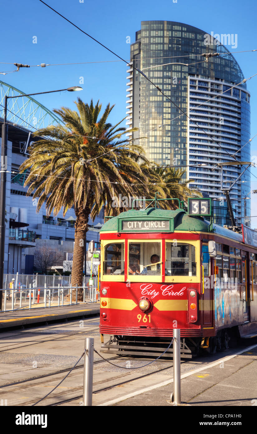 Der City Circle Tram, eine freie Fahrt rund um die Stadt Melbourne. Stockfoto