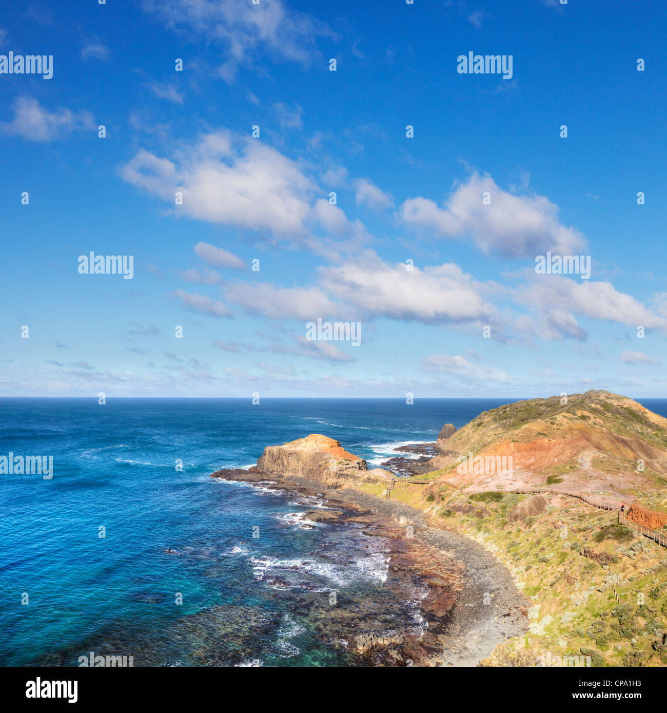 Einem hellen und luftigen Tag am Kap Schanck, der südlichsten Spitze der Mornington Peninsula in Victoria, Australien Stockfoto