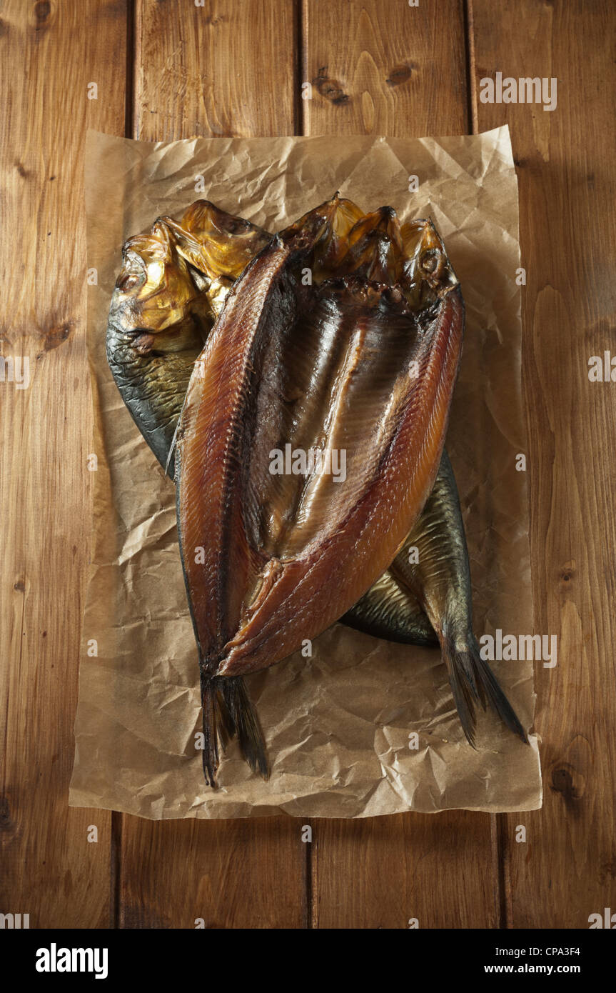 Traditionelle ganze Bückling geräucherte Heringe Stockfoto