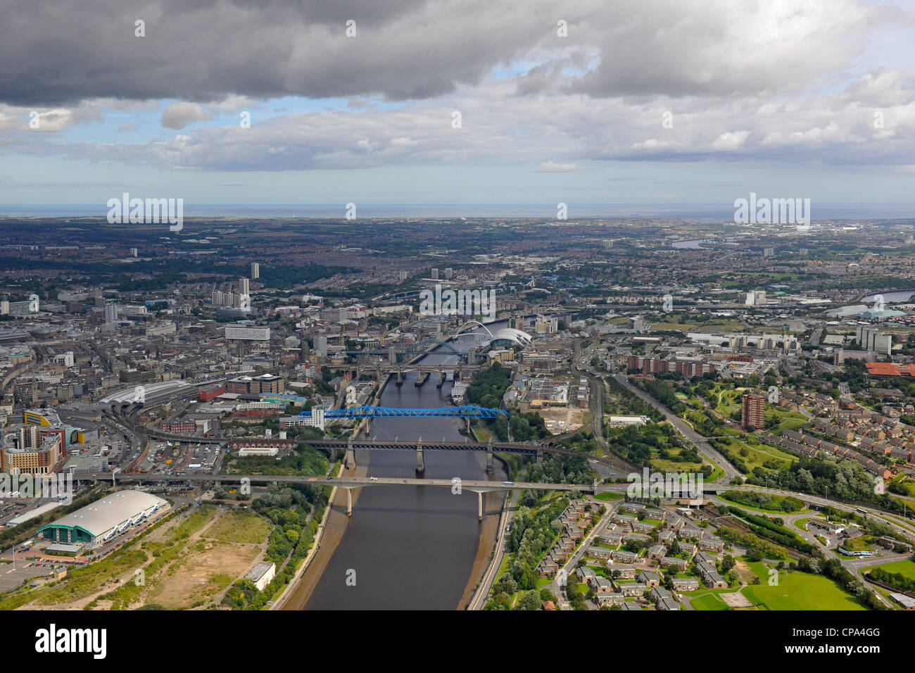 Luftbild von Newcastle und Gateshead Stockfoto