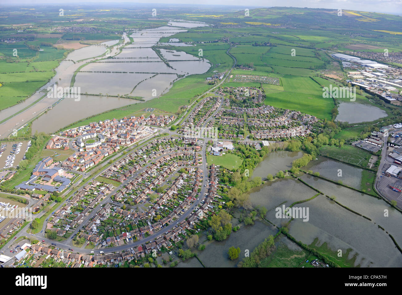 Luftaufnahme von Überschwemmungen bei Tewkesbury Stockfoto