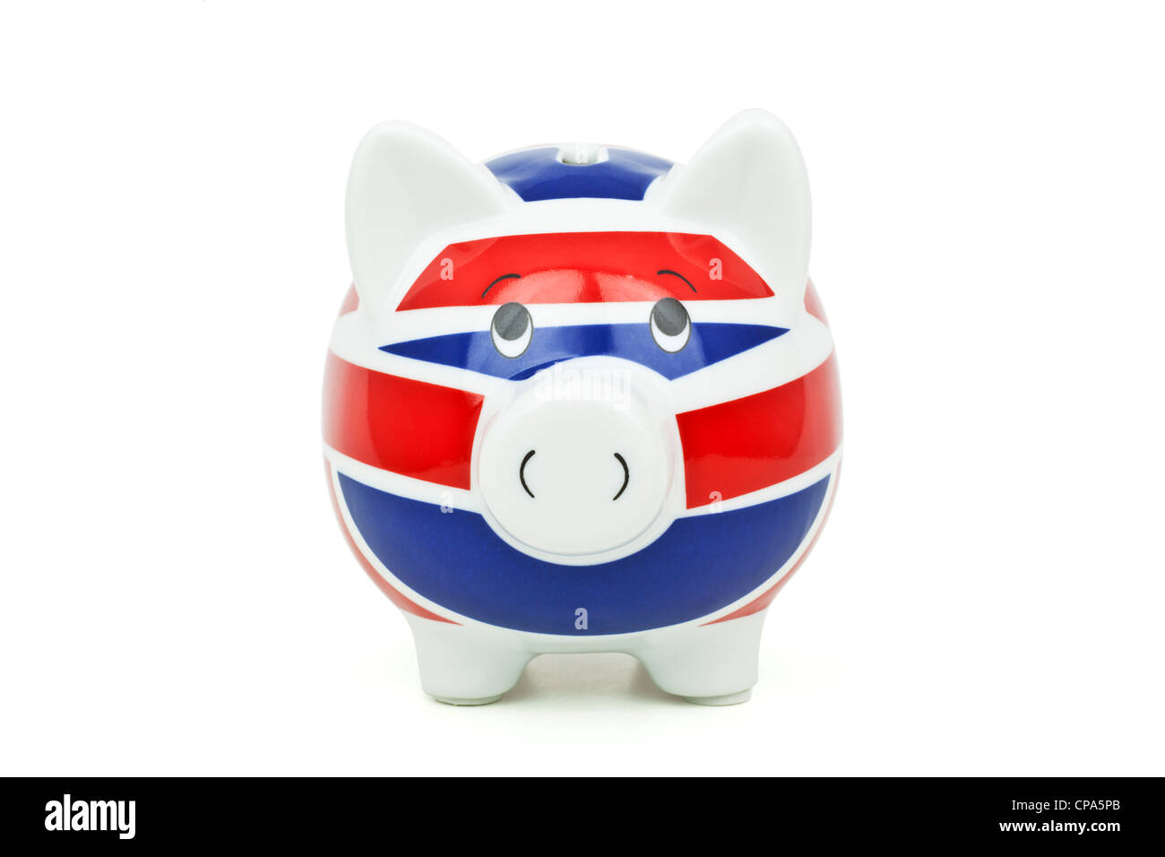 Piggy Bank Union Jack Vorderansicht Ausschneiden Stockfoto