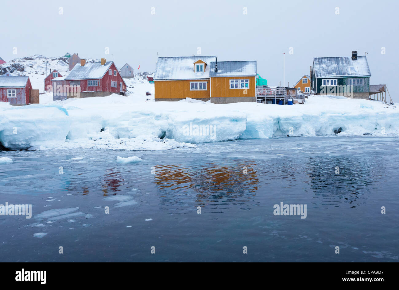 Inuit Dorf von Kulusuk, Grönland Stockfoto