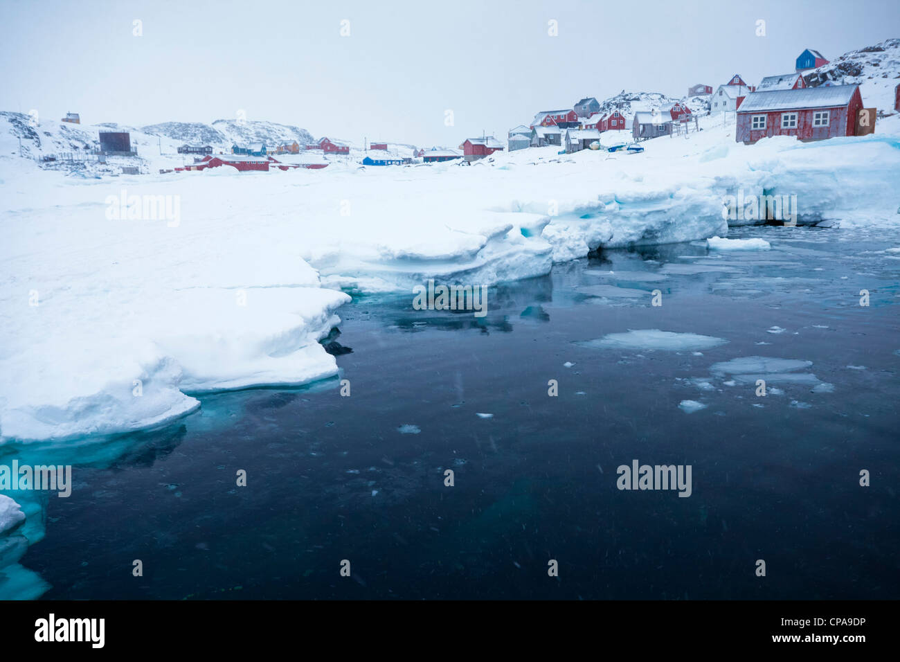 Grönland-Dorf - Kulusuk im winter Stockfoto