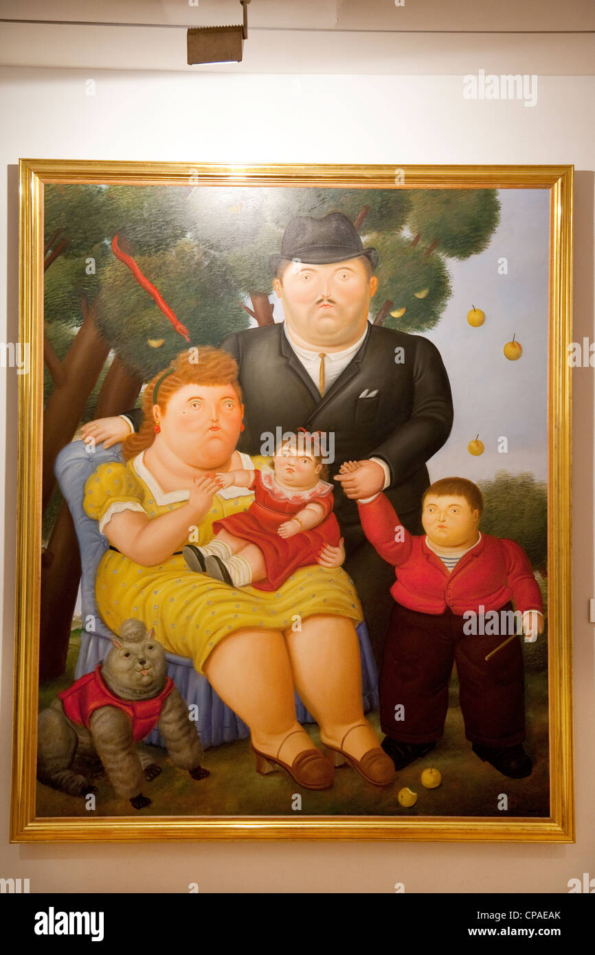 Una Familia, EINE Familie, Gemälde von Botero im Botero Museum, auch bekannt als Museo Botero, Bogotá, Kolumbien, Südamerika. Stockfoto