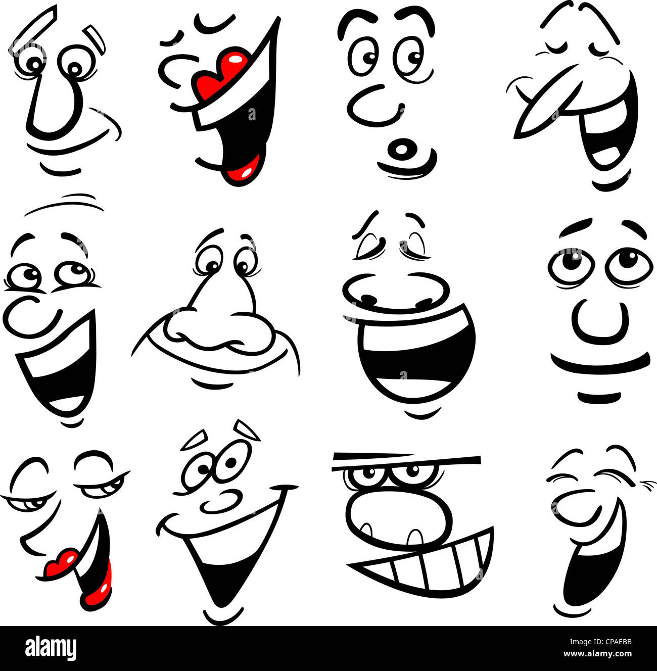 Cartoon Gesichter und Emotionen für Humor oder Comics design Stockfoto