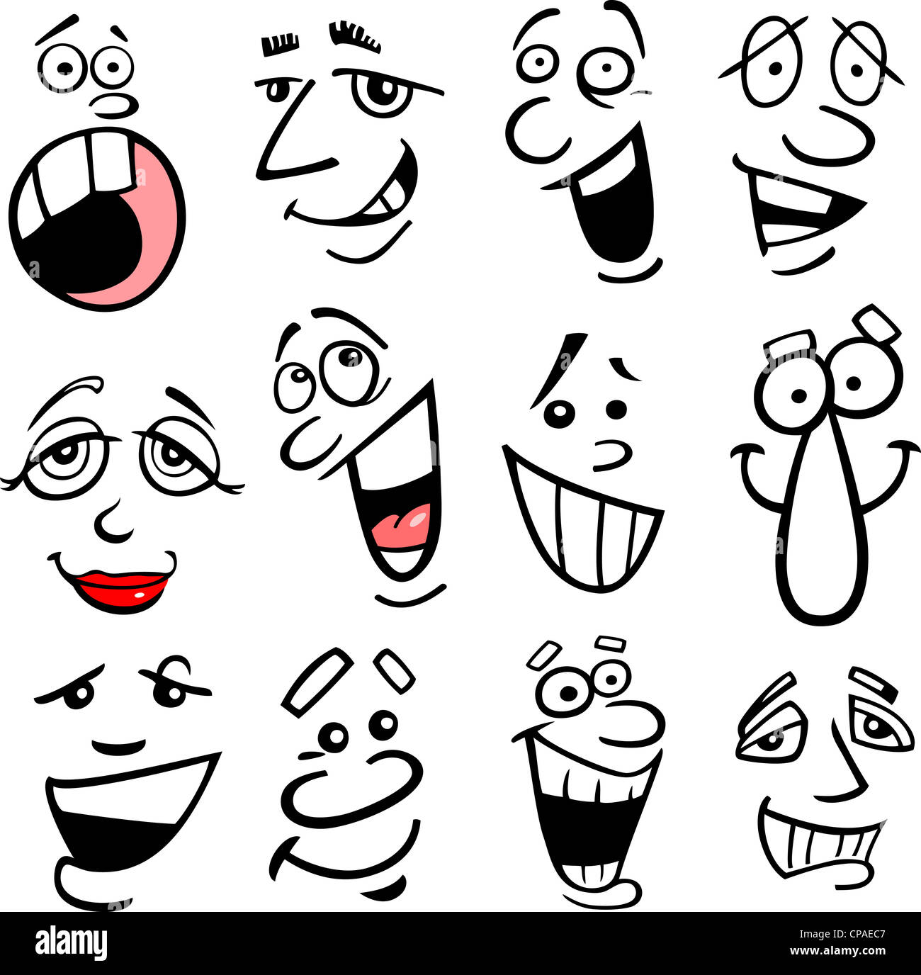 Cartoon Gesichter und Emotionen für Humor oder Comics design Stockfoto