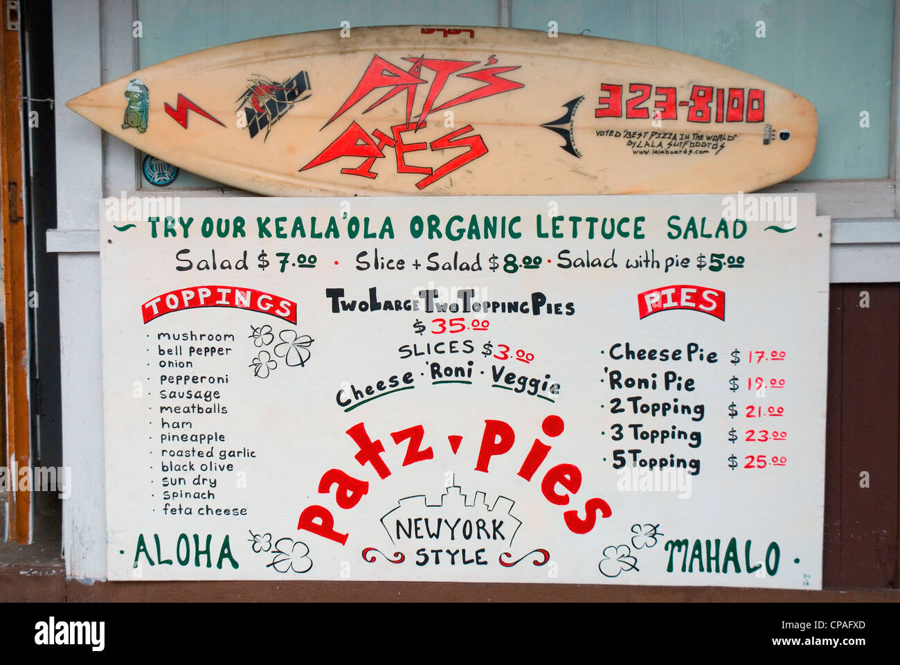 Hawaii, Big Island, South Kona, Kealakekua. Patz Kuchen Restaurant. Stockfoto