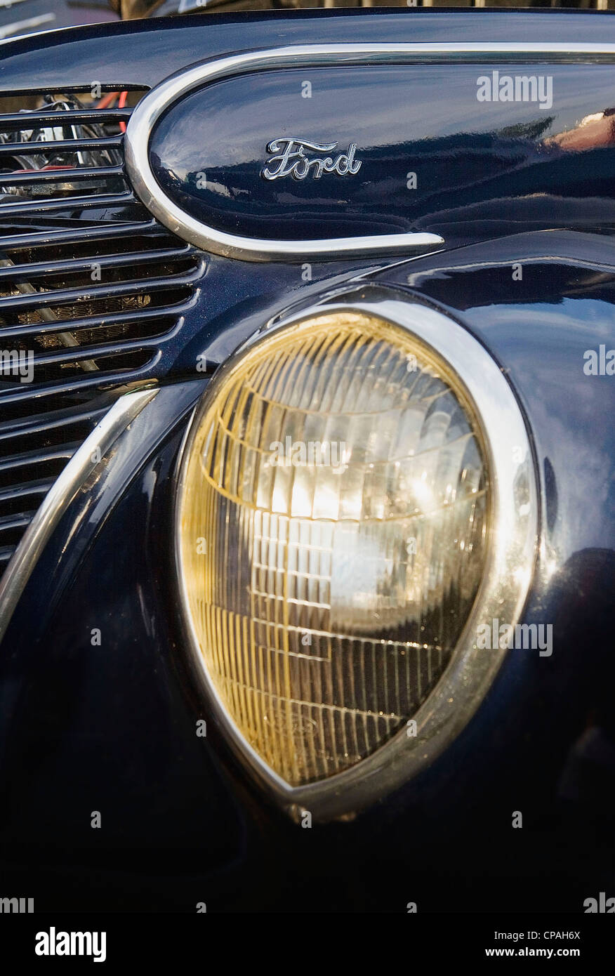 USA, Tennessee, Cookeville. Detail der Oldtimer auf dem Display während einer Oldtimer-Show. Stockfoto