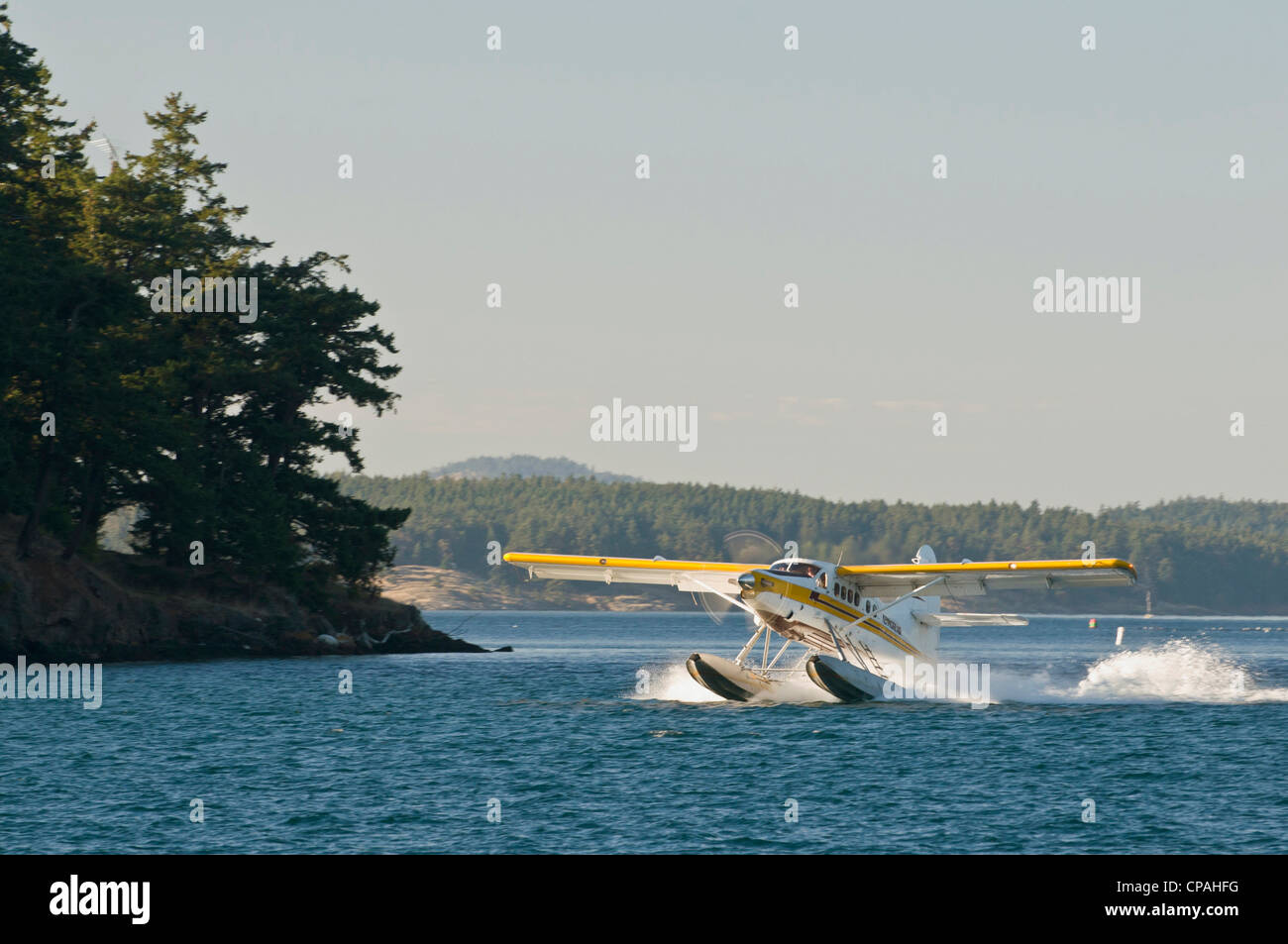 USA, WA, San Juan Inseln. Wasserflugzeuge sind praktische und beliebte Transportmittel in den San Juan Islands. Stockfoto