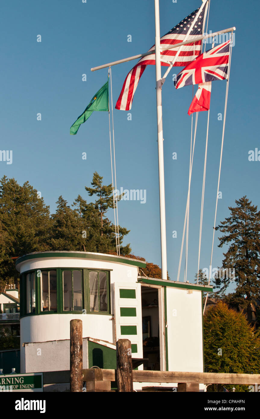 USA, WA, San Juan Inseln. Hafenmeister Aussichtspunkt in Friday Harbor. Stockfoto