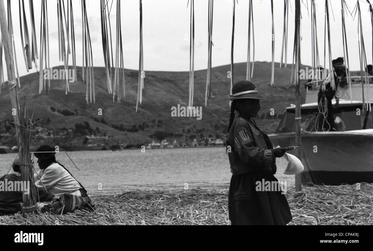 Peru, schwimmenden Inseln, Titicaca-See Stockfoto