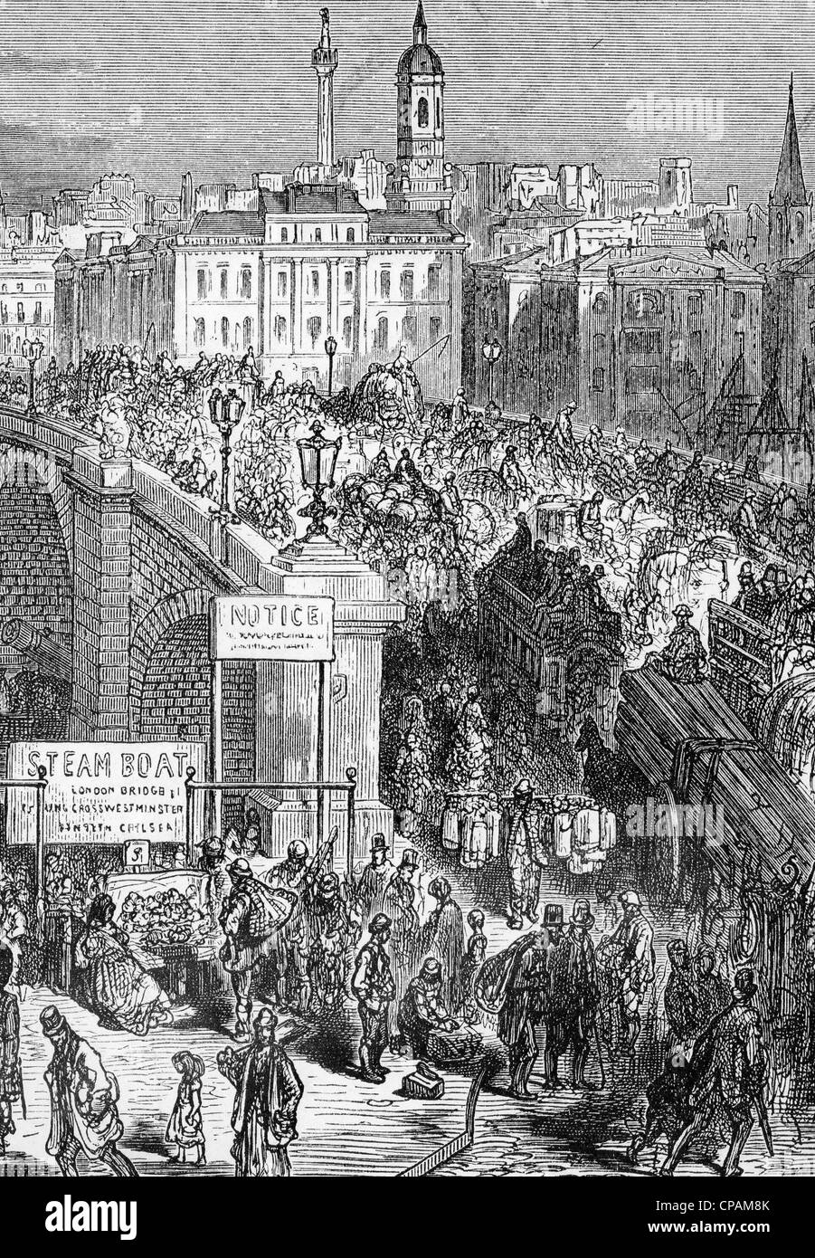 LONDON BRIDGE ca. 1850 Stockfoto