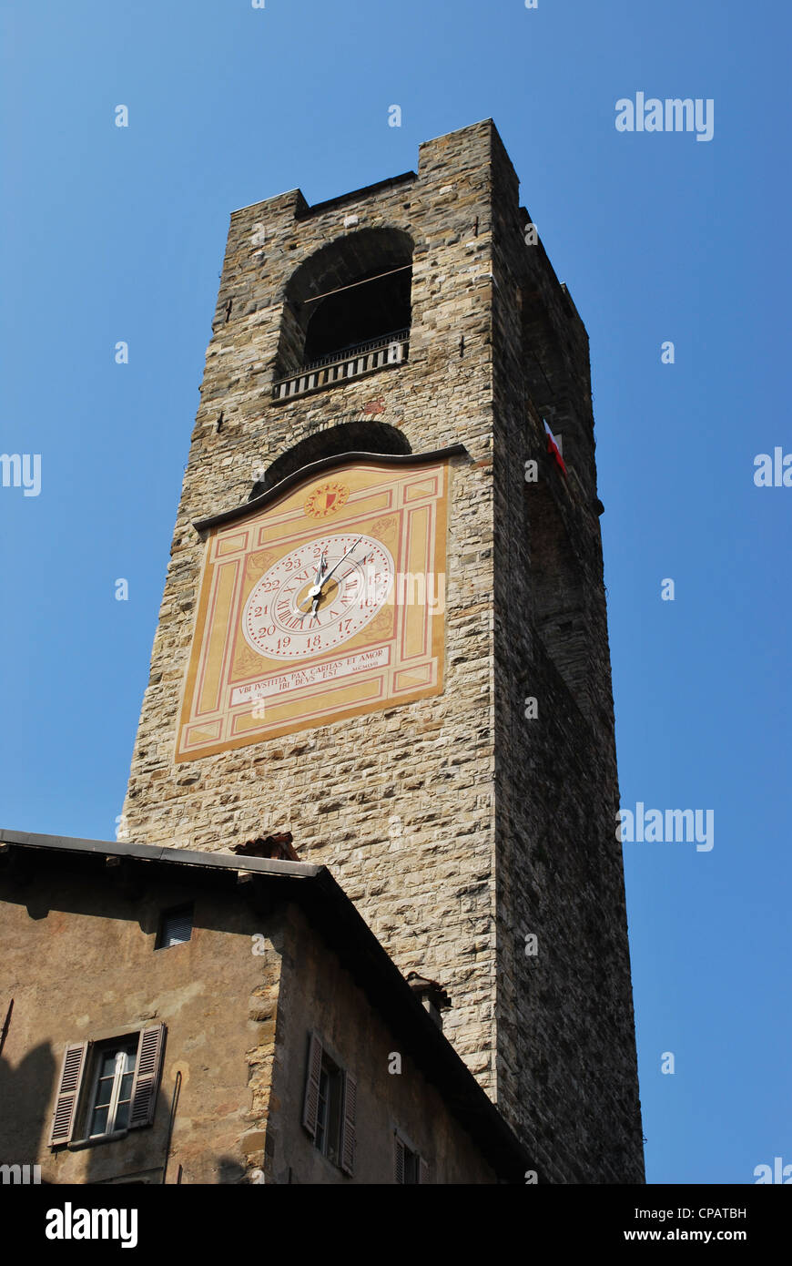 Historischen Glockenturm, Altstadt, Bergamo, Lombardei, Italien Stockfoto