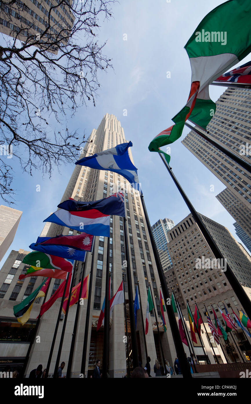 30 Rockefeller Plaza (auch bekannt als GE Building), das Rockefeller Center in Manhattan, New York City Stockfoto