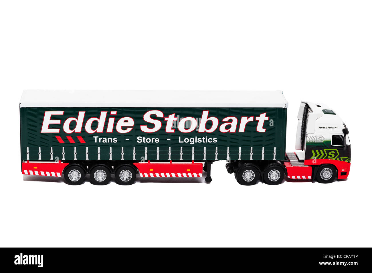 Ein Modell Eddie Stobart LKW auf weißem Hintergrund Stockfoto
