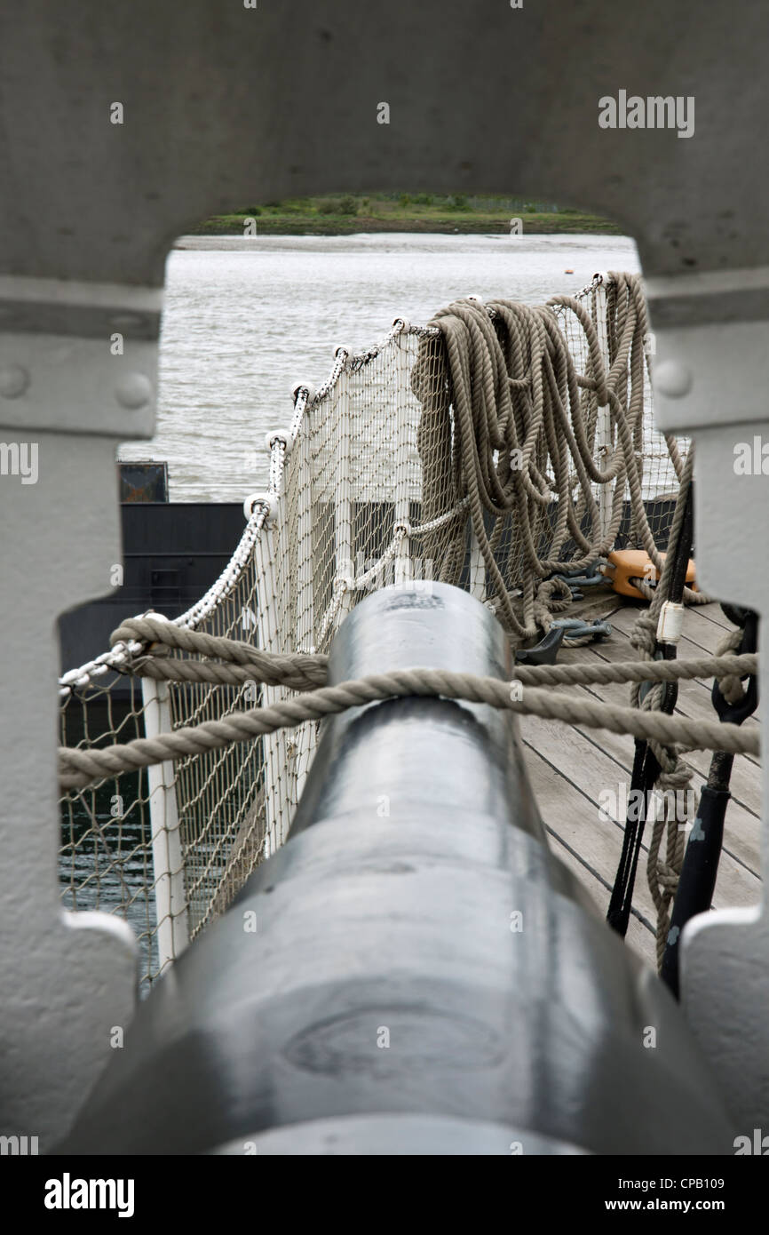 Lafette auf Gannet HMS Chatham Stockfoto