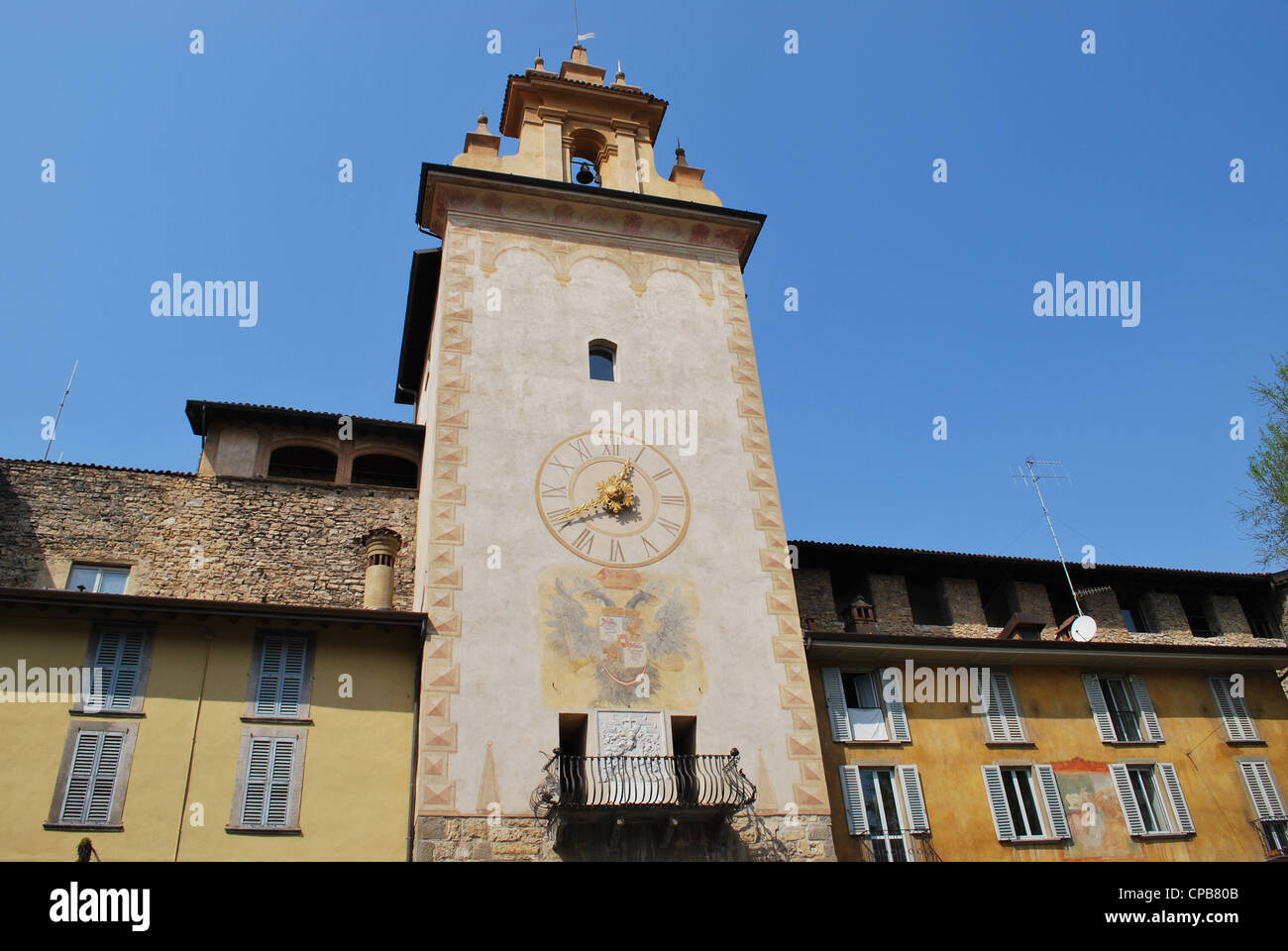 Historischen Glockenturm, Altstadt, Bergamo, Lombardei, Italien Stockfoto