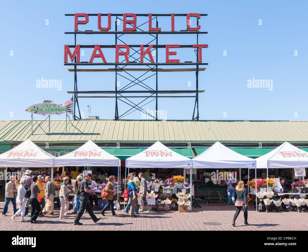 Pike Place Flower Market Zelte Seattle Stockfoto