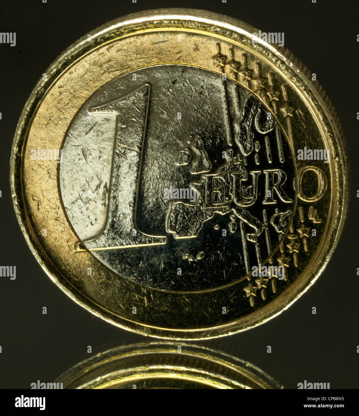 Euro-Münze Europas Euromünze Eurohandel Abwertung der Währung Stockfoto