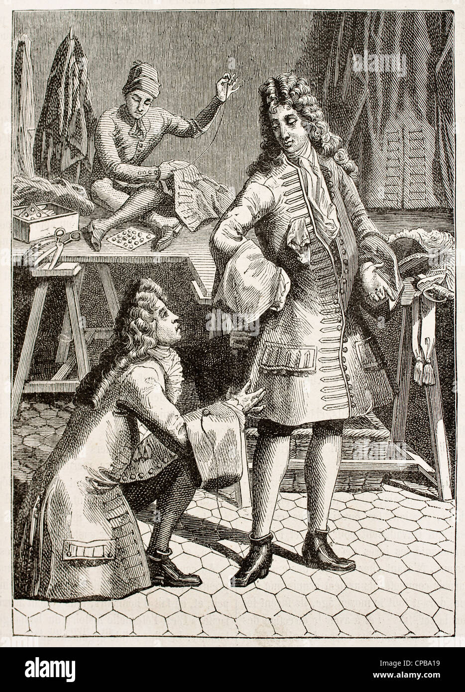 Ende des 17. Jahrhunderts Schneider, alte Abbildung Stockfoto