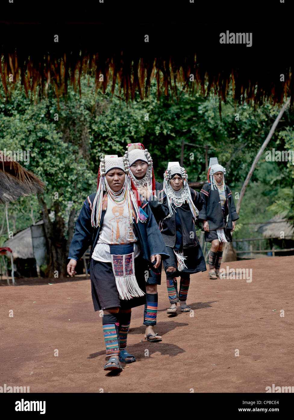 Die Bewohner des Bergstammes Akha im Norden Thailands. Provinz Chiang Mai. Ländliche Thailand Menschen S.E. Asien. Bergstämme Stockfoto
