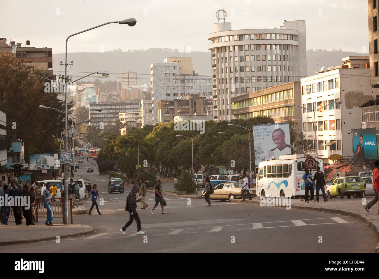 Churchill Avenue - Zentrum von Addis Abeba, Äthiopien. Stockfoto
