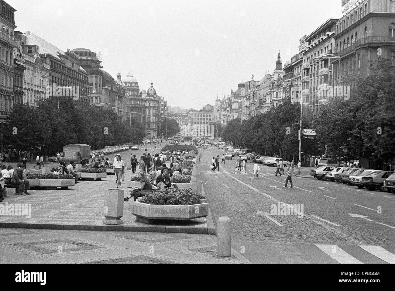 Vaclavske Namesti, Prag - Tschechische Hauptstadt im letzten Jahrzehnt des Kommunismus Regime. Foto im Jahr 1987. Jahr. Stockfoto