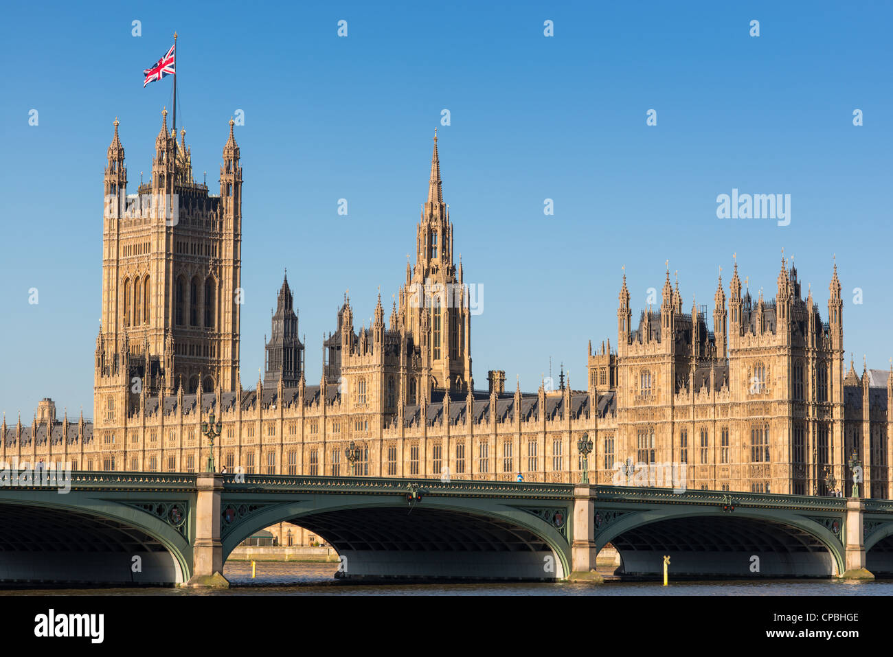 Der Victoria Tower und House Of Lords, London. VEREINIGTES KÖNIGREICH. Stockfoto