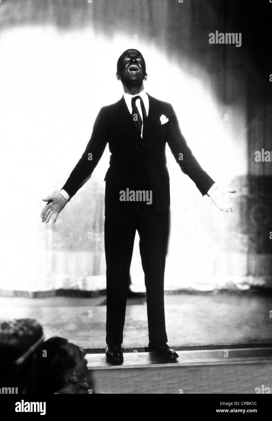 Schwarz / weiss Portrait der Filmstar Al Jolson 1927 in Los Angeles getroffen. Stockfoto
