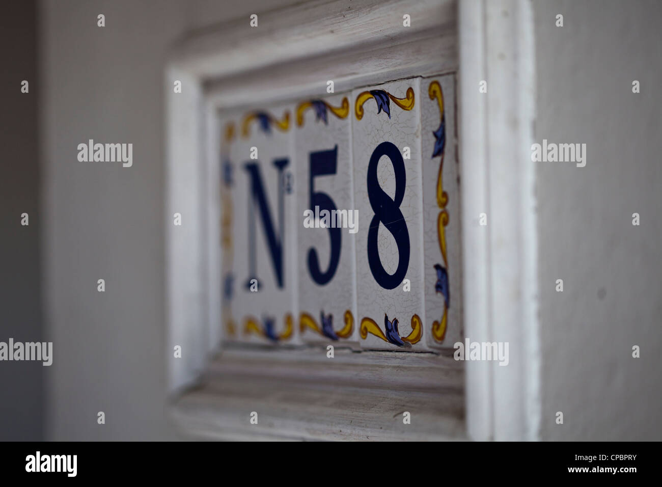 Nr. 58 Fliesen flach Identifikation Plaque. Stockfoto