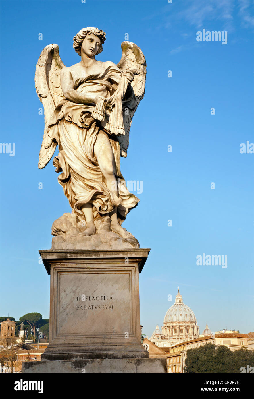 Rom - Engel mit den Peitschen - Ponte Sant'Angelo - Engel-Brücke - von Bernini entworfenen Stockfoto