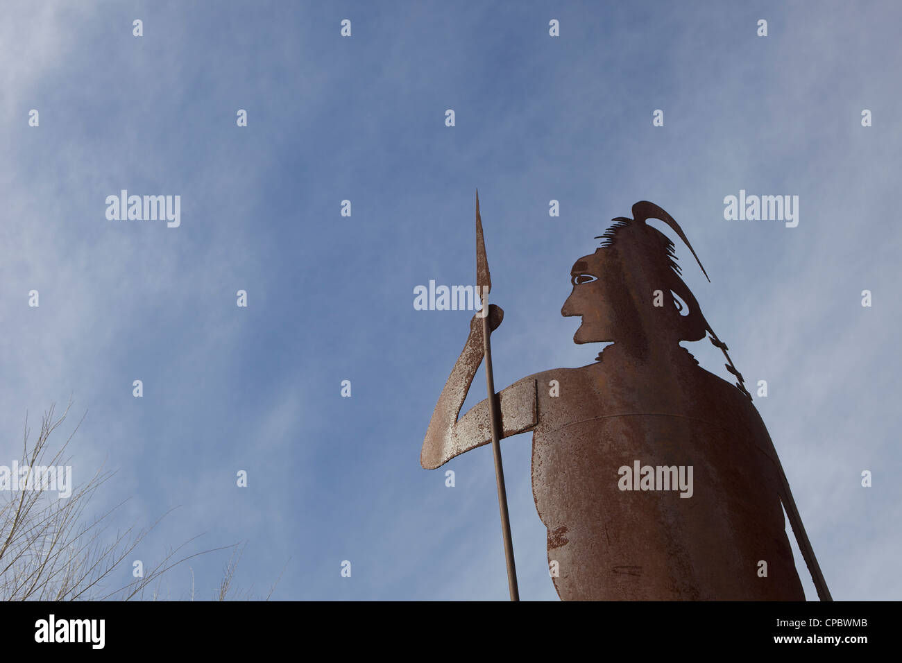 Metall Sculture Indianer, Missouri, USA Stockfoto