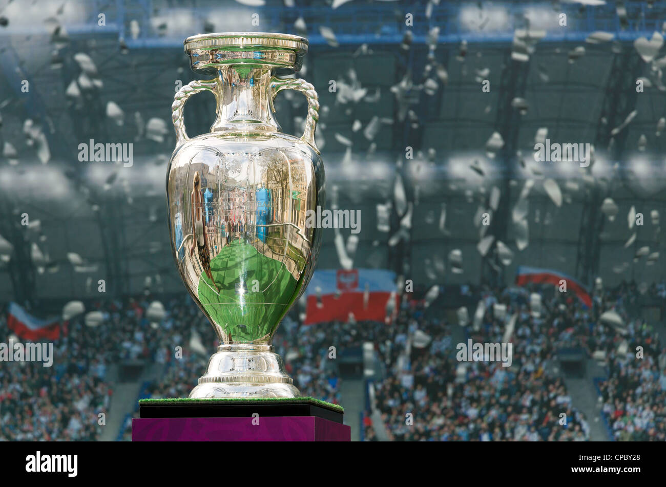 UEFA-Event, bei dem die ursprüngliche UEFA EM vorgestellt ist, Poznan, Polen Stockfoto