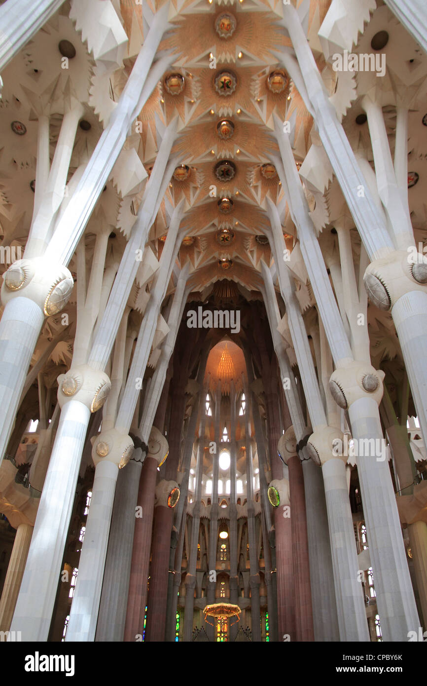 Spanien Katalonien Barcelona Sagrada Familia Interieur Stockfoto