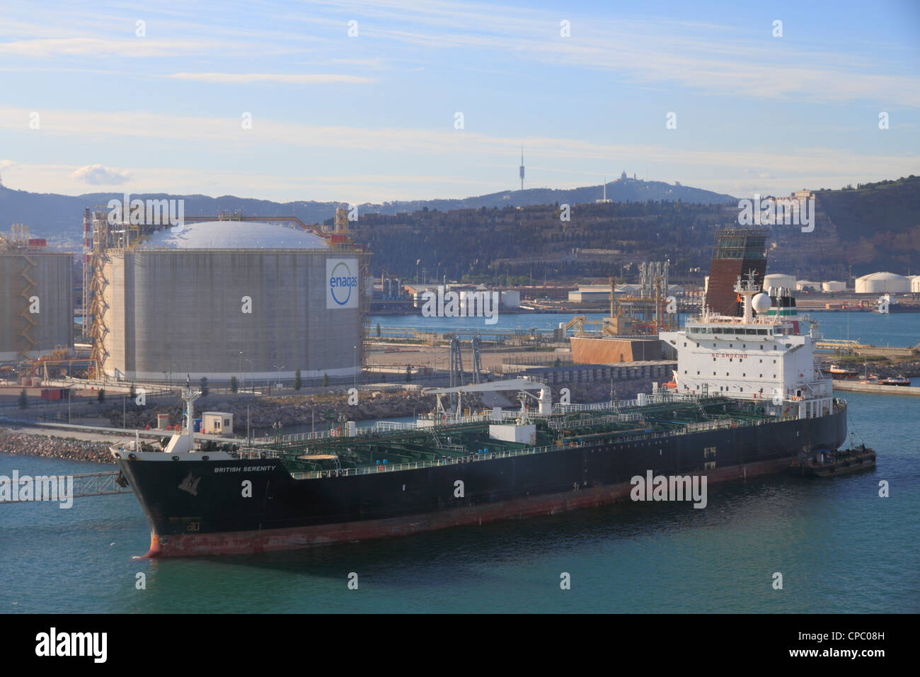 Spanien-Katalonien-Barcelona, Öl-Tanker-terminal Stockfoto